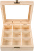 FAVOMOTO Multi-Compartment Countertop Holder, Wooden Tea Storage Box with 9 Divided Sections for Tea Bags and Seasoning