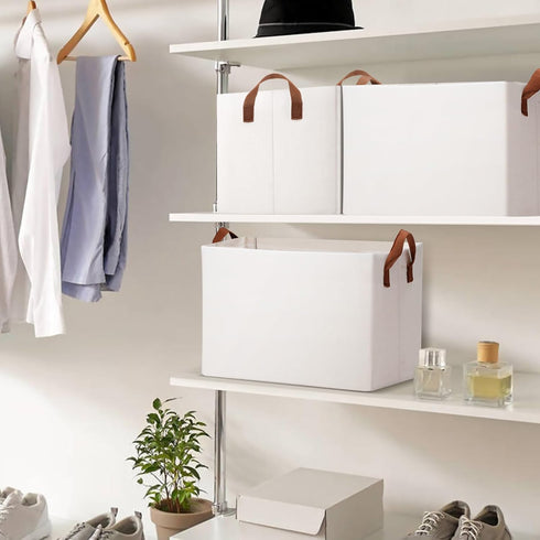 Large Storage Baskets for Shelves, Rectangle Fabric Bins for Organization, Closet Storage Bins, Shelf Baskets with Wire