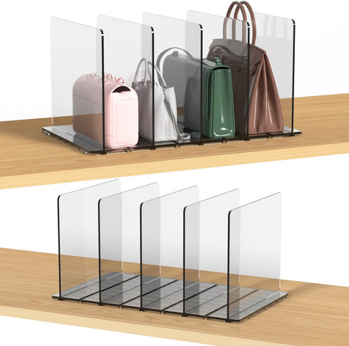 frtzal Purse Organizer for Closet, Adjustable Plastic Handbag Organizers for Closet Organization (2PCS 5 Layers)