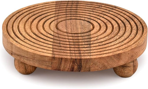EDHAS Set 2 (6" 6" 1.5") Pedestals Acacia Wood of Round Pedestal Riser Board for Display, Farmhouse Dcor Displays Your