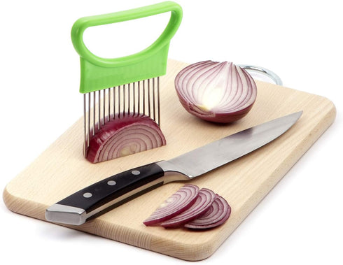 4 Pieces Stainless Steel Onion Holder Slicer for Vegetable Tomato Cutter, 4 Colors