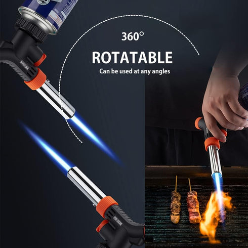 Butane Torch Kitchen Blow Lighter, Culinary Torches with Adjustable Flame for Creme Brulee, BBQ, Baking