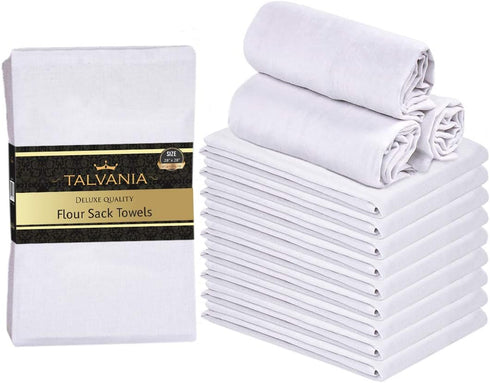 12 Pack 28 28 Inches 100% Flour Sack Towels White Kitchen Dish Towels x Soft Absorbent Tea Towel Cotton Ring Spun Bar