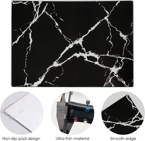 Glass Cutting Board, 16 x 12 inch Set of 1 - Tempered Glass, Decorative Square Marble Chopping Board