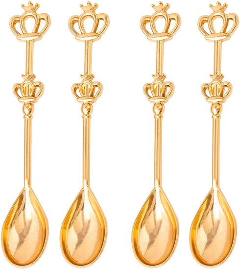 ABOOFAN 8PCS Stainless Steel Golden Coffee Cake Spoons, Small Teaspoon for Ice-Cream, Soup