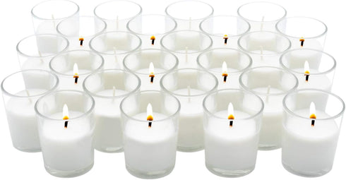 Royal Imports 24 Pack Unscented Clear Glass Votive Candles, 12 Hour Burn Time for Home & Party