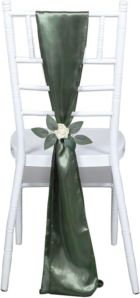5pcs 6 x106 Efavormart Eucalyptus Sage Green Satin Chair Sashes Tie Bows for Wedding Events Decor Chair Bow Sash Party