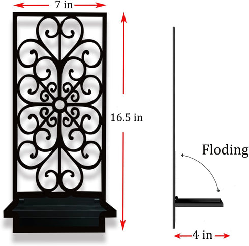 Birminwind Black Metal Wall Candle Holder: Wall Plant Holder Candle Sconces for Bathroom - Minimalist Modern Art Dcor