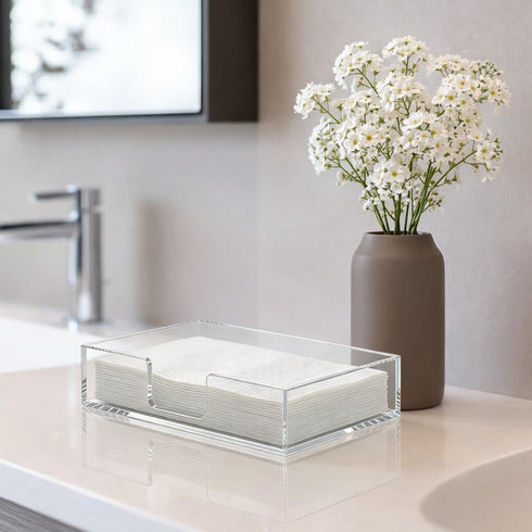 Acrylic Guest Towel Napkin Holder,Clear Bathroom Paper Hand Towels Storage Tray,Disposable Towel Holder