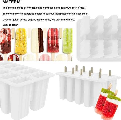 Homemade Popsicle Molds: Silicone Frozen Ice Popsicle Maker with 50 Sticks, Bags, and Recipes