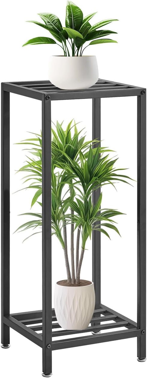 30 Inch 2 TMJ070B IBUYKE Tall Plant Stand Indoor, Tier Metal Corner Plant Stand, Modern Square Plant Shelf Flower Stand