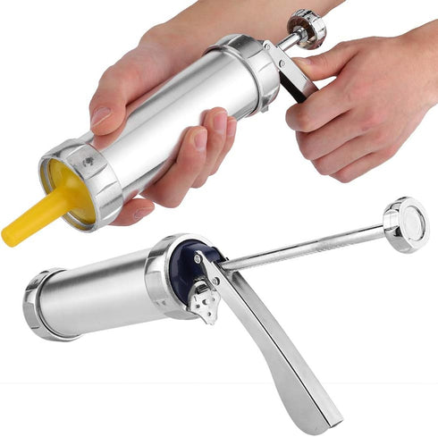 Cookies Press Maker Kit, Silver Aluminum Alloy + ABS Cookies Press with 20 Cookies and 4 Nozzles