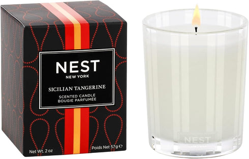 NEST New York Scented Votive Candle, Sicilian Tangerine, 2 oz, Up to 28-Hour Burn Time, Reusable Glass