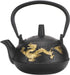 Japanese Tetsubin Cast Iron Tea Kettle - Stovetop Teapot with Gold Dragon Pattern, 0.3L