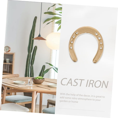 IMIKEYA Gold Horseshoe Decoration for Home Decor, Black Trim Wall Decor, Iron Horseshoe Wall Art (Small)