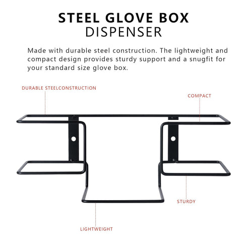 Metal Glove Holder for Wall Mount(2 PACK),Glove Box Holder Wall Mount for laboratory,Healthcare, Hospital, Restaurants,Black Medical Glove Holder with Mounting Accessories Included
