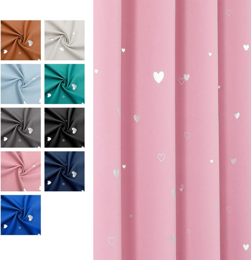 Grommet 2 pink/52Wx72L SMILE WEAVER Pink Kids Curtains for Girls Bedroom Silver Print Window Drapes Soft Thick Thermal