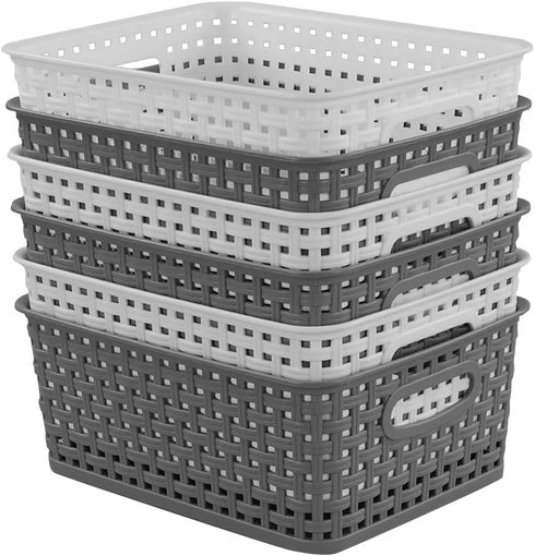Idomy 6-Pack Plastic Storage Bins, Rectangle