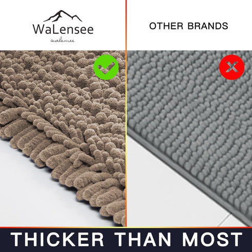 Walensee Non Slip Bathroom Rug (32x20 Inch, Taupe) - Water Absorbent, Soft Shaggy Chenille, Machine Washable Bath Mat