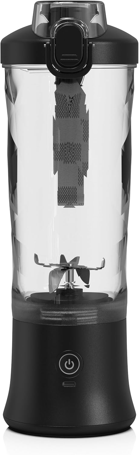Portable Blender, Personal Size Blender for Shakes and Smoothies, 20 Oz Cup, Waterproof Mini Blender With Rechargeable USB, Juicer with 6 Blades for Home, Kitchen, Travel, Sports (Black) by PixieMIX