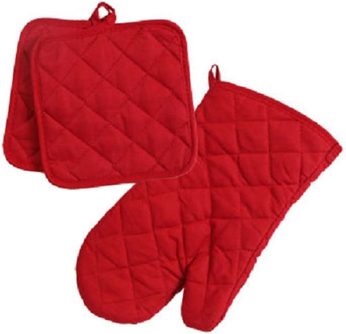 Home Collection Red Oven Mitt & Potholders Set, 3pc
