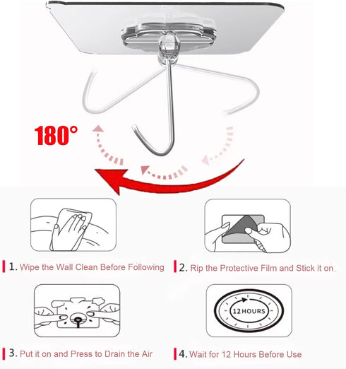 DDMY Hooks for Hanging, Transparent Waterproof Self Adhesive Hooks for Kitchen, Outdoor Home Improvement (10 Pack)