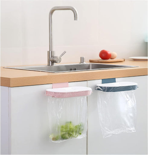 Set 2 of Trash Bag Holder Rack, Hanging Organizer Garbage Bag Holder, & Removable Lid - Multi for Kitchen Cabinet Door