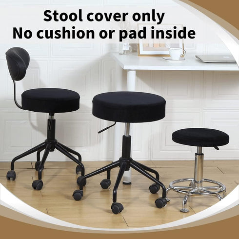 Dia.11-13" Black,1 Count) SINOSSO Bar Stool Cover, Super Soft Velvet Round Stretchy Washable Dustproof Slipcover