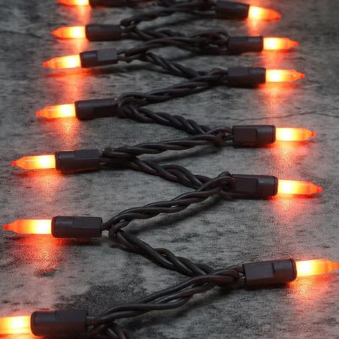 Bulb 100 Brown Wire,Orange,Incandescent Mini String Lights for Indoor Halloween Tree Home Party Festival Decoration