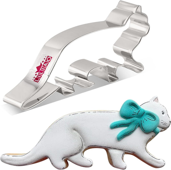 LILIAO Walking Cat Cookie Cutter for Kids - 5.4 x 2.4 Inches Stainless Steel