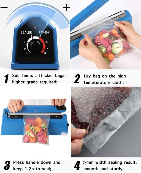 Impulse Heat Sealer for Plastic Bags, 8 Inch Poly Bag Sealing Machine with Extra Repair Kit