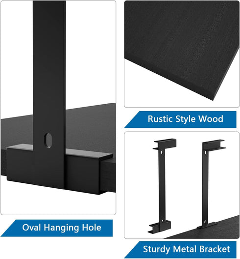 2-Tier SRIWATANA Rustic Corner Shelf Wall Mounted, Floating Wall Shelves for Bedroom, Living Room, Bathroom, Black