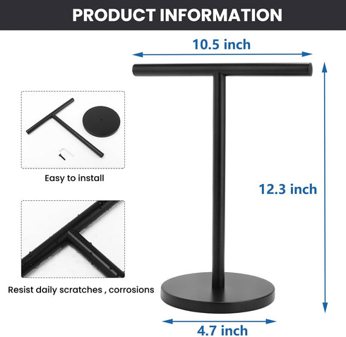 T-Shape Bath Hand Towel Holder Stand - Stainless Steel Free Standing Rack for Bathroom Kitchen & Countertop, 2 Pack