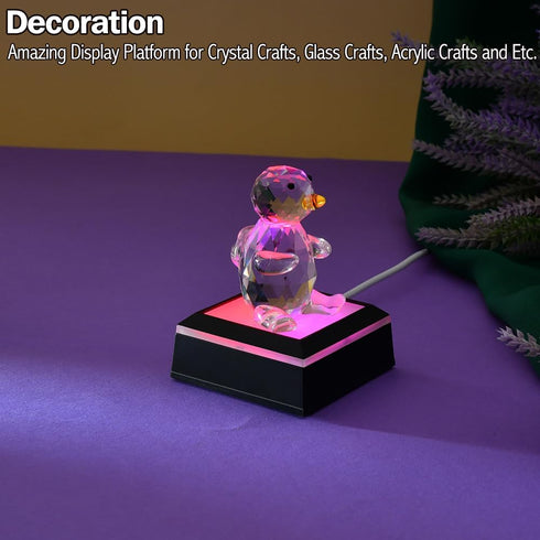 IFOLAINA Multicolor LED Light Base Show Stand, Square Display Plate, 9 Lighting Modes for 3D Crystal Art