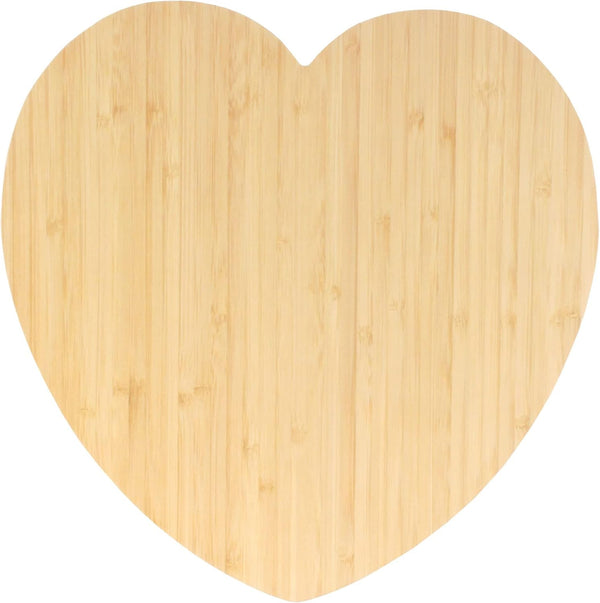 BambooMN Heart-Shaped Bamboo Serving and Cutting Board, 12" x 12" x 0.75" - 1 Piece