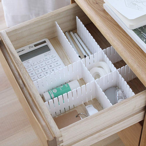 ShineMe Drawer Dividers, 8pcs Adjustable Plastic Grid Organizers for Household Storage, Makeup, Socks, Underwear,