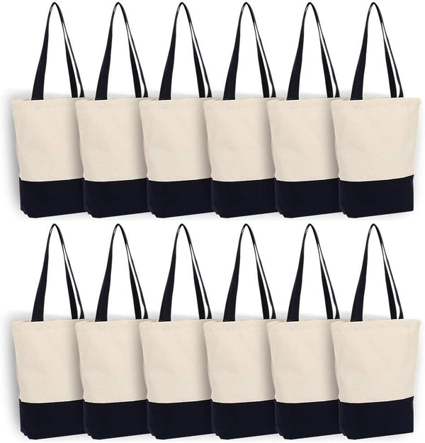 Azuca Canvas Bags Heavy Duty 12 oz with Bottom Gusset Grocery Beach Shopping