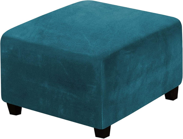 Velvet Square Ottoman Covers Slipcover Square Footstool Protector Covers Storage Stool Ottoman