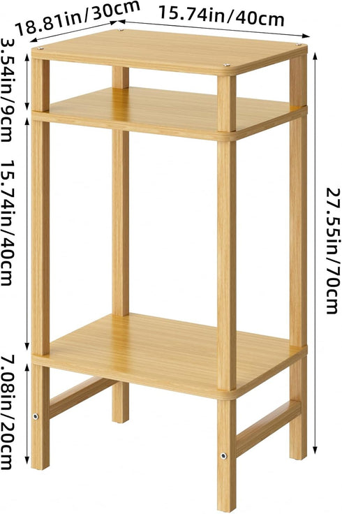 3-Tier YUFAM Side Table End Table Tall Night Stand for Living Room Bedroom Bathroom Office Furniture Natural