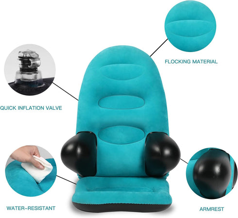 BDL Inflatable Armrest Lounge Chair Couch, Foldable Air Chair Lazy Couch for Gaming Reading Indoor Outdoor, BlueAir