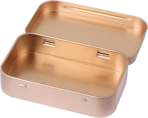 3 Pack Metal Rectangular Hinged Tins Box, Mini Portable Empty Craft Containers for Home Outdoors