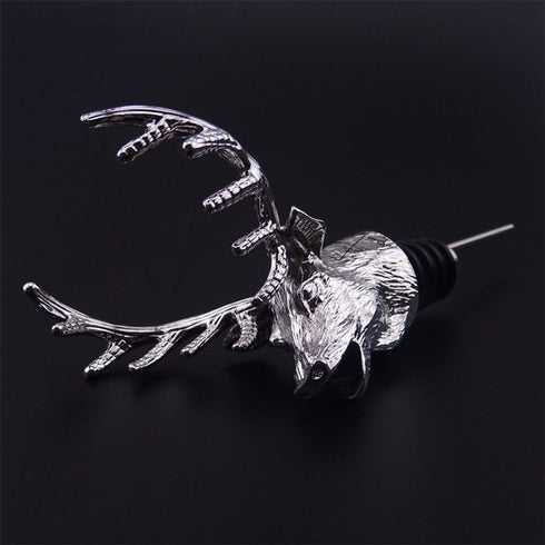 Stainless Deer Stag Head Wine Pourer, Unique Bar Accessories, Birthday and Wedding Gift, Silver White