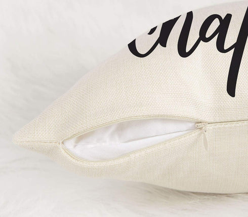 Just One More Chapter Throw Pillow Case - Cushion Cover for Book Lovers, Linen, 18 x 18 Inch