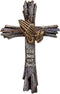 Wall Cross with Praying Hands, God Bless Our Family, Rustic Wood Look, 13 Inches