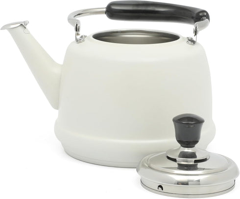 2 Martha Stewart Kingstree Large Qt Heavy Gauge Stainless Steel Tea Kettle - Linen White Exterior