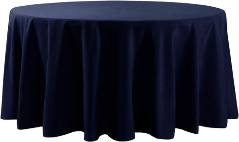 108 Inch Round Tablecloth - Washable Polyester Decorative Table Cover for Wedding Party Dining (Navy)