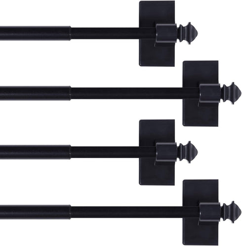 H.VERSAILTEX 4 PACK Magnetic Curtain Rods for Metal Doors, Adjustable from 9 to 16 Inch, Tool Free with Square Finials,