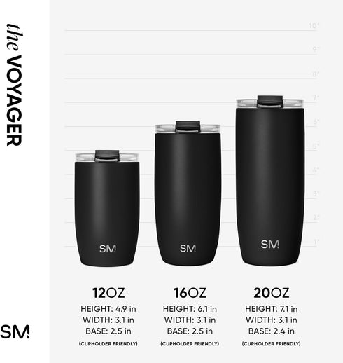 12oz, Simple Modern Voyager Tumbler with Flip Lid | Travel Coffee Mug | Insulated Stainless Steel Cold Brew Iced or Hot