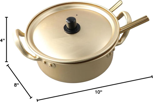 Ramen Pot with Lid, Spoon, and Chopsticks, Fast Heating Korean Cooking Pot