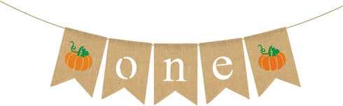 Rainlemon Jute Burlap Pumpkin One High Chair Banner Fall Thanksgiving Boy Girl 1st